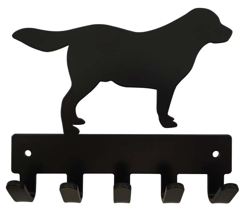 Eboy Steel Golden Retriever Key Rack or Leash Hanger - 5 Hooks - Black