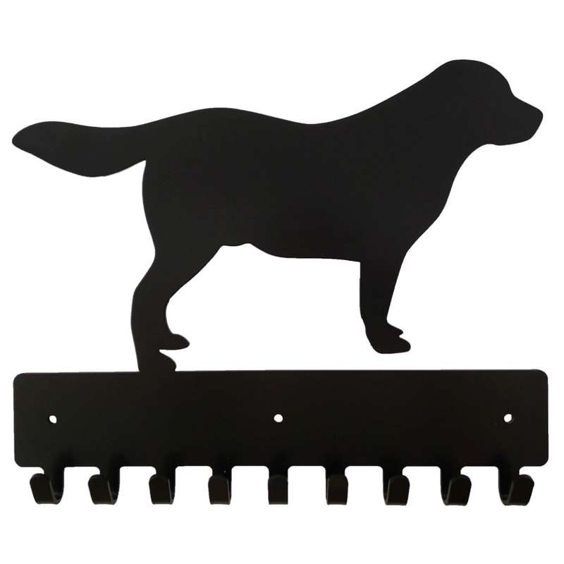 Eboy Steel Golden Retriever Key Rack or Leash Hanger - 9 Hooks - Black