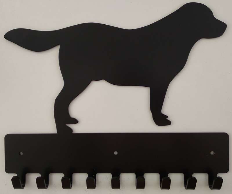 Eboy Steel Golden Retriever Key Rack or Leash Hanger - 9 Hooks - Black