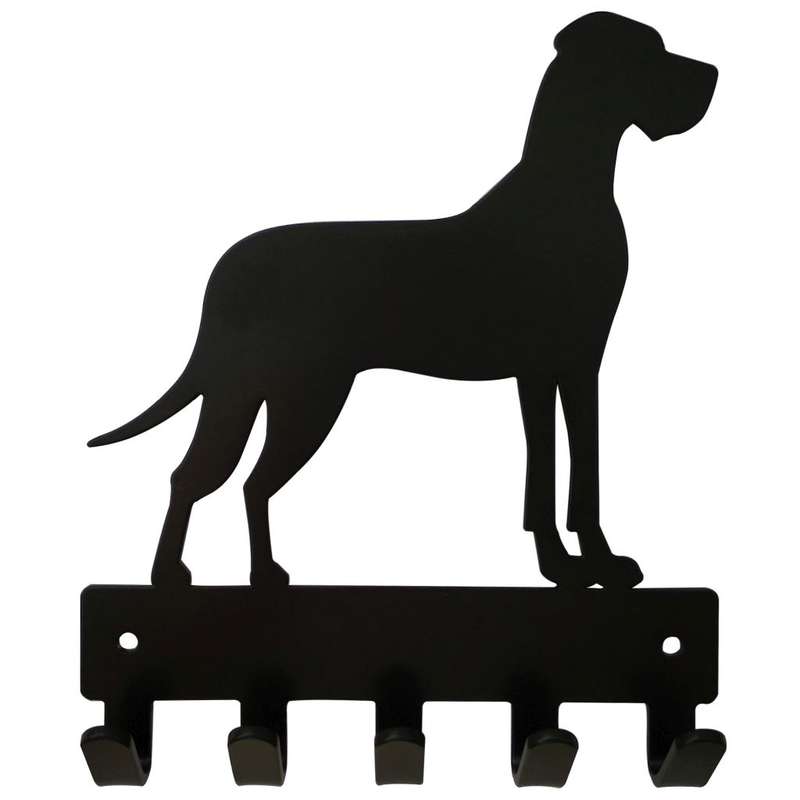 Eboy Steel Great Dane Key Rack or Leash Hanger - 5 Hooks - Black
