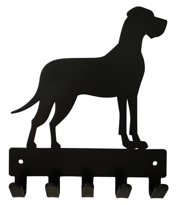 Eboy Steel Great Dane Key Rack or Leash Hanger - 5 Hooks - Black
