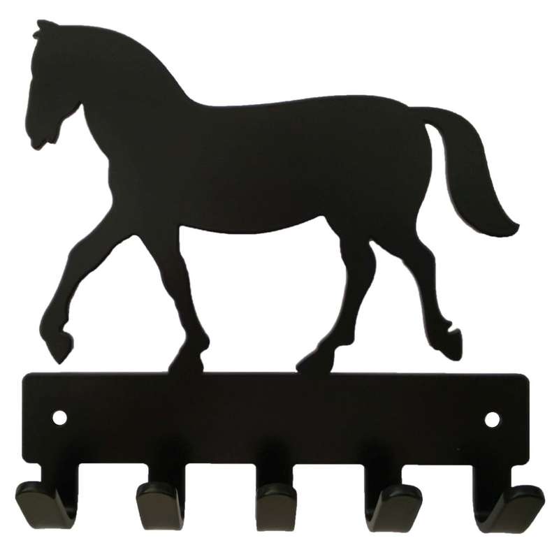 Eboy Steel Horse Key Rack or Leash Hanger - 5 Hooks - Black