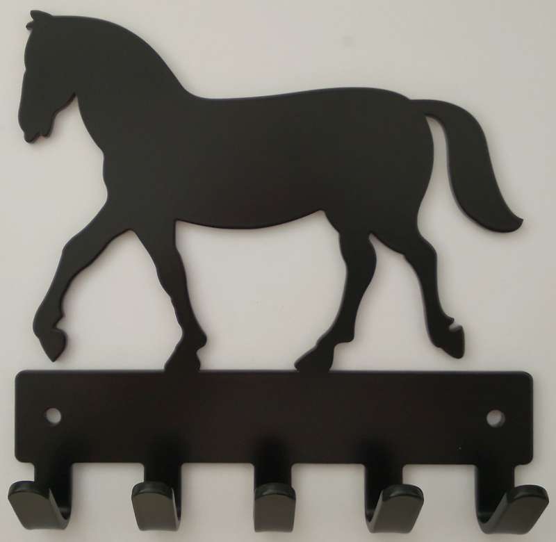 Eboy Steel Horse Key Rack or Leash Hanger - 5 Hooks - Black