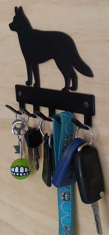 Eboy Steel Husky Key Rack or Leash Hanger - 5 Hooks - Black