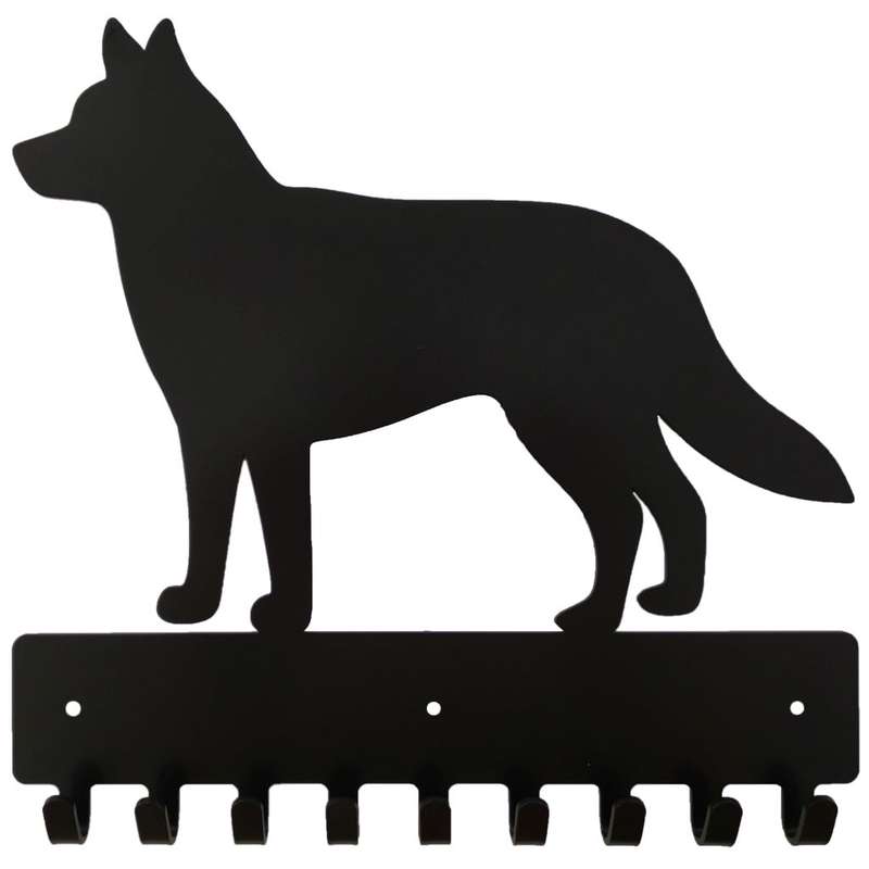 Eboy Steel Husky Key Rack or Leash Hanger - 9 Hooks - Black