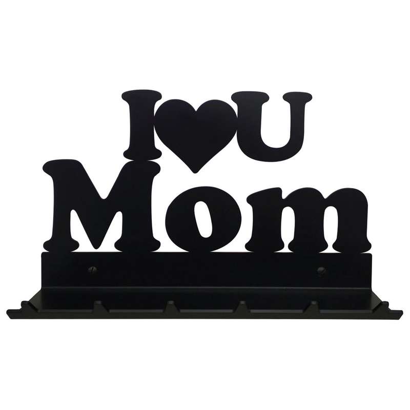 Eboy Steel I Love You Mom Key Rack with Tray - 6 Hooks - Black