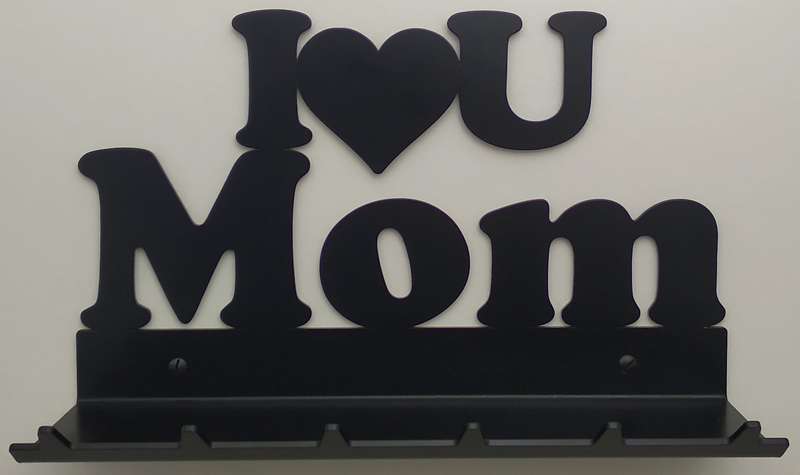 Eboy Steel I Love You Mom Key Rack with Tray - 6 Hooks - Black