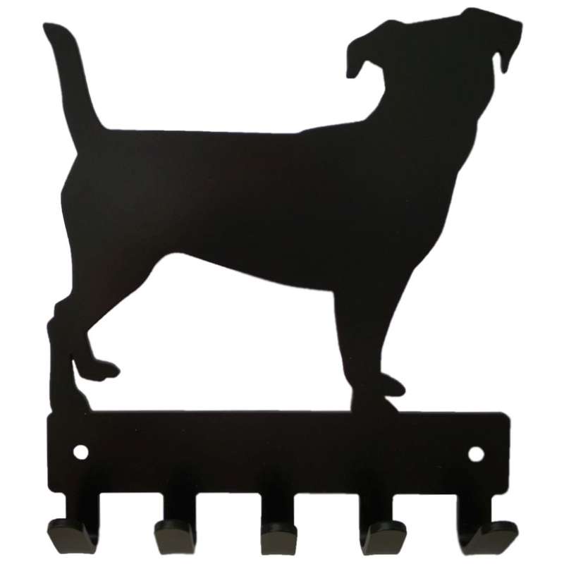 Eboy Steel Jack Russel Key Rack or Leash Hanger - 5 Hooks - Black