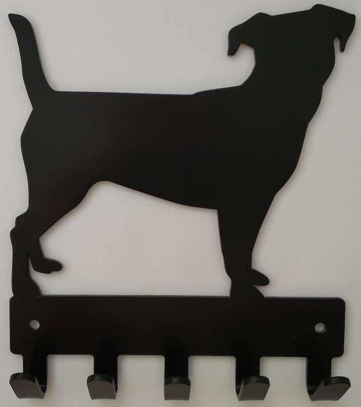 Eboy Steel Jack Russel Key Rack or Leash Hanger - 5 Hooks - Black