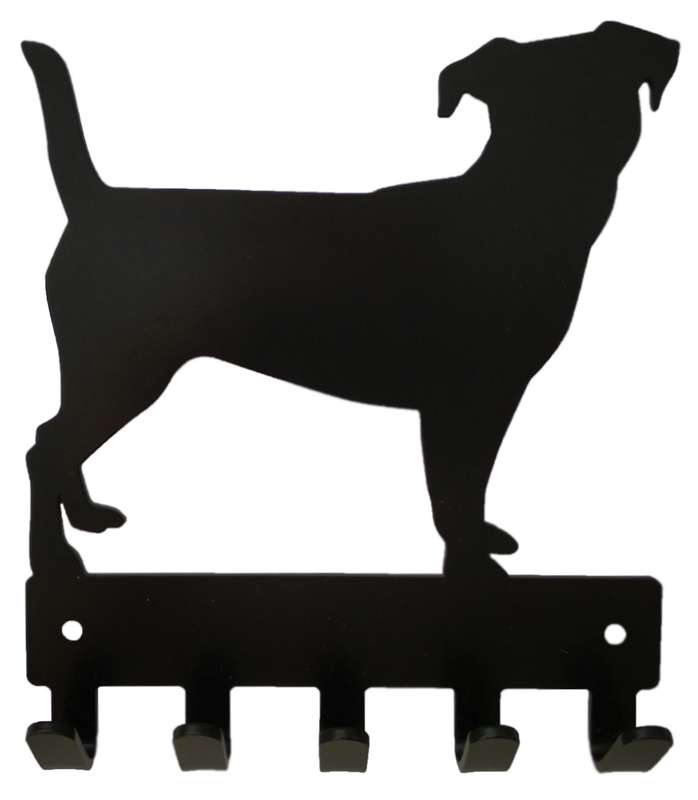 Eboy Steel Jack Russel Key Rack or Leash Hanger - 5 Hooks - Black