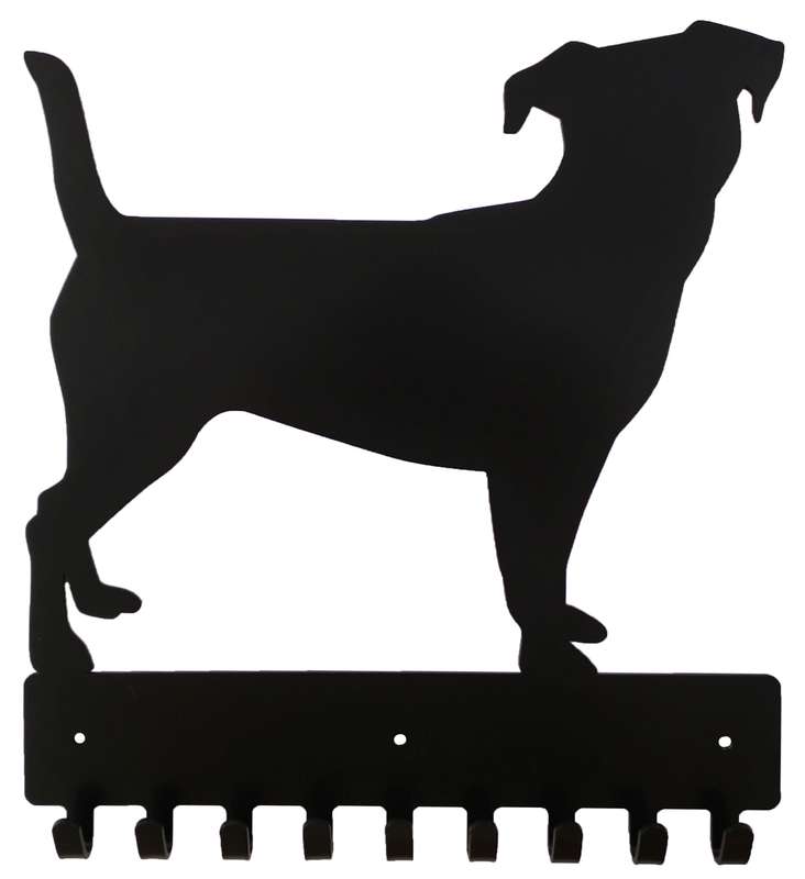 Eboy Steel Jack Russel Key Rack or Leash Hanger - 9 Hooks - Black