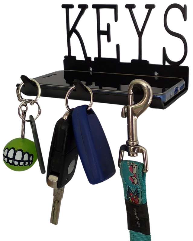 Eboy Steel Key Rack with Tray - 3 Hooks - Black