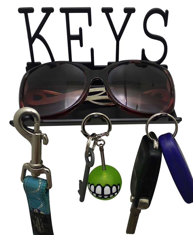 Eboy Steel Key Rack with Tray - 3 Hooks - Black
