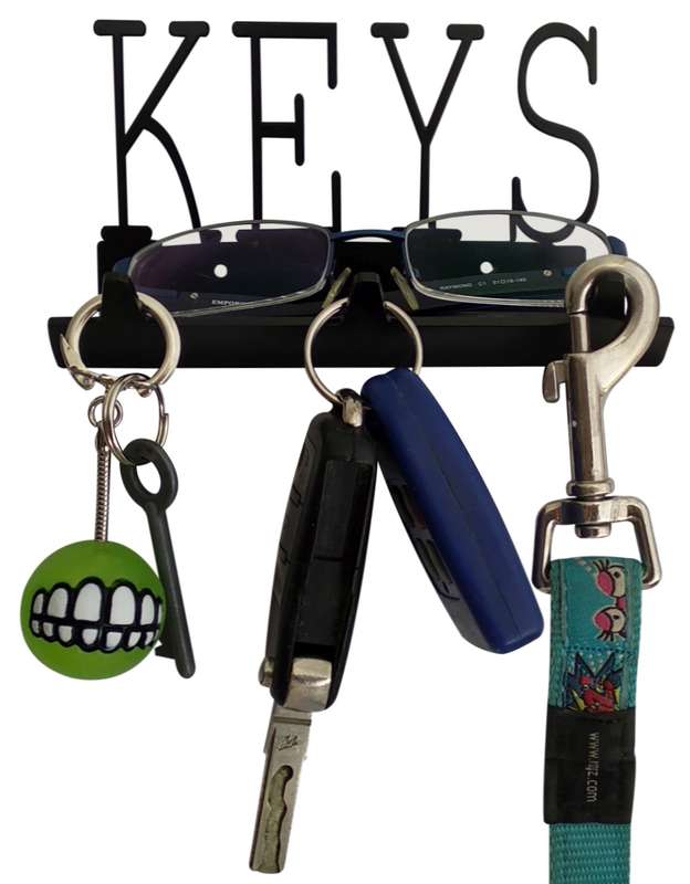 Eboy Steel Key Rack with Tray - 3 Hooks - Black