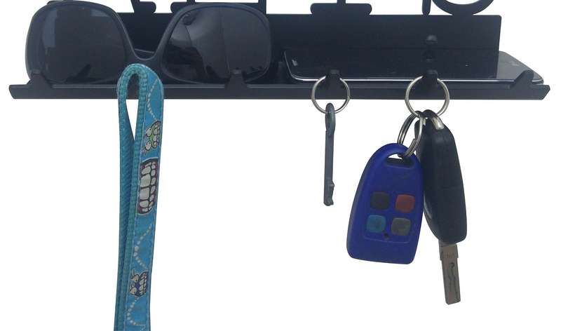Eboy Steel Keys Rack with Tray - 6 Hooks - Black