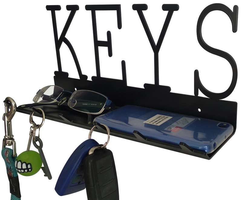 Eboy Steel Keys Rack with Tray - 6 Hooks - Black