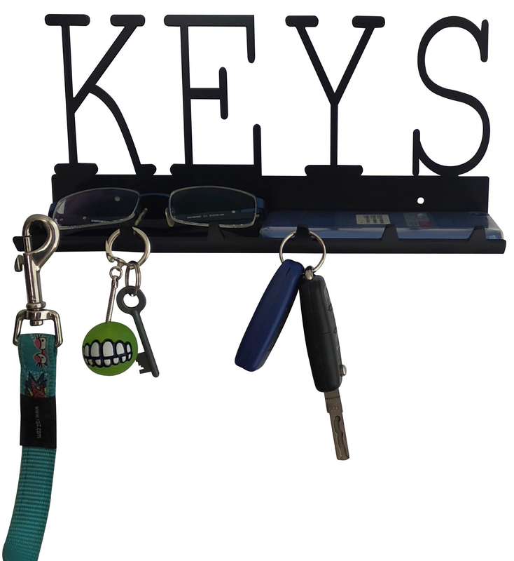 Eboy Steel Keys Rack with Tray - 6 Hooks - Black