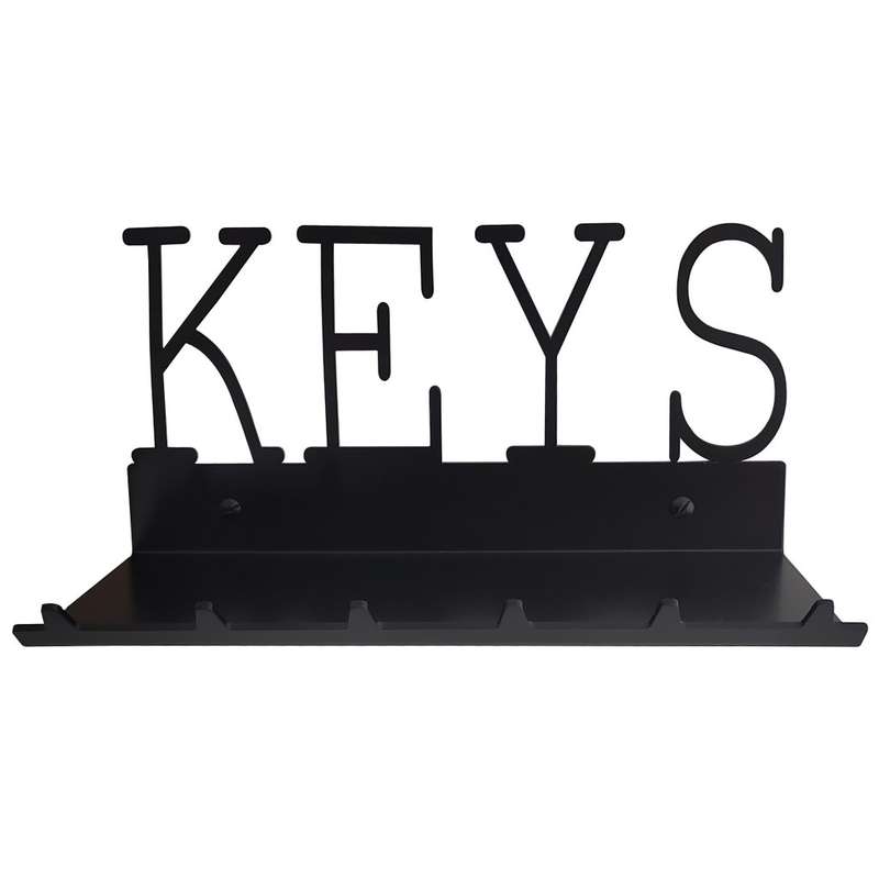 Eboy Steel Keys Rack with Large Tray - 6 Hooks - Black
