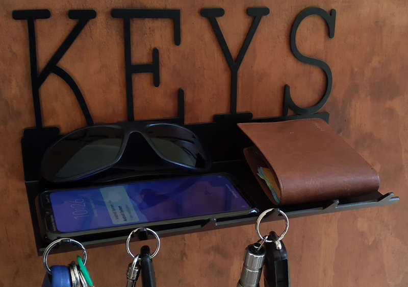 Eboy Steel Keys Rack with Large Tray - 6 Hooks - Black