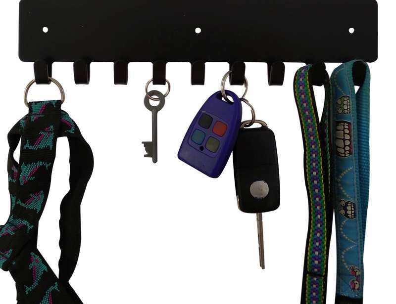 Eboy Steel Keys Rack or Leash Rack - 9 Hooks - Black