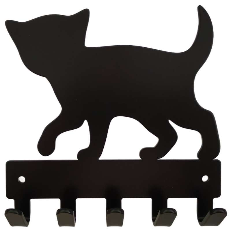 Eboy Steel Kitten Key Rack or Leash Hanger - 5 Hooks - Black