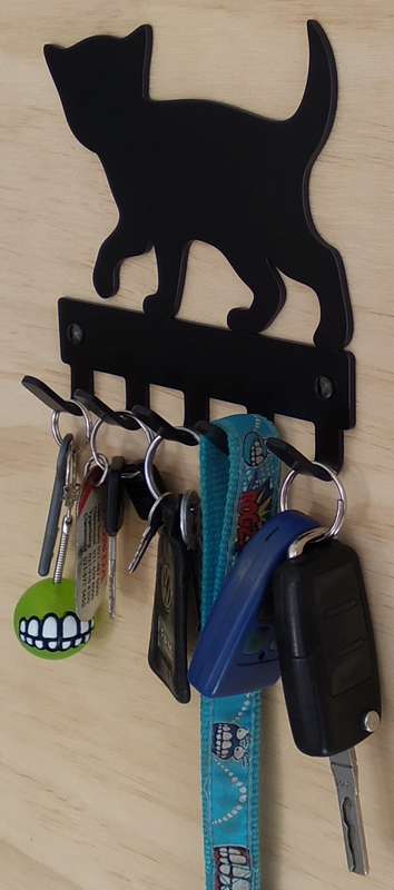 Eboy Steel Kitten Key Rack or Leash Hanger - 5 Hooks - Black