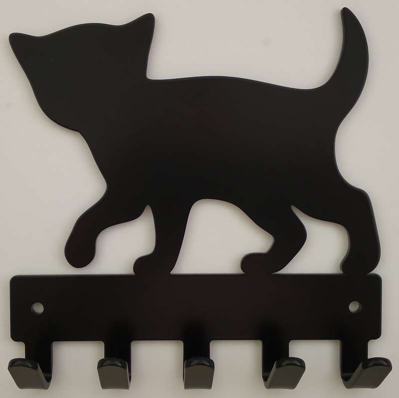 Eboy Steel Kitten Key Rack or Leash Hanger - 5 Hooks - Black