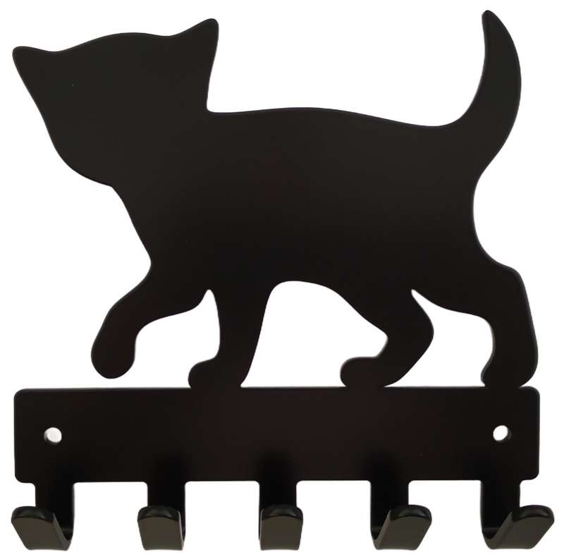 Eboy Steel Kitten Key Rack or Leash Hanger - 5 Hooks - Black