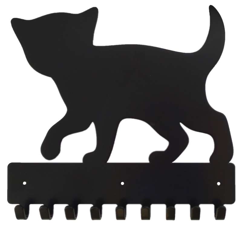 Eboy Steel Kitten Key Rack or Leash Hanger - 9 Hooks - Black