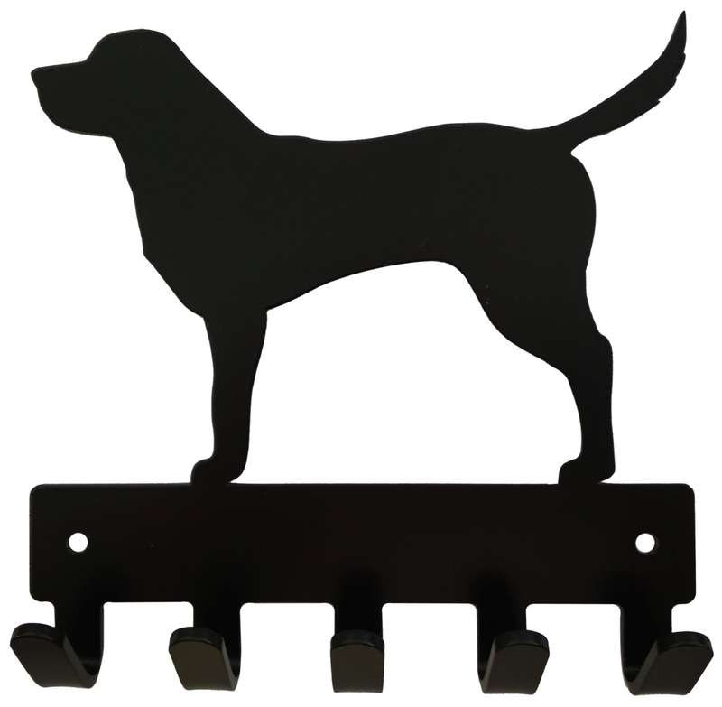 Eboy Steel Labrador Retriever Key Rack or Leash Hanger - 5 Hooks - Black