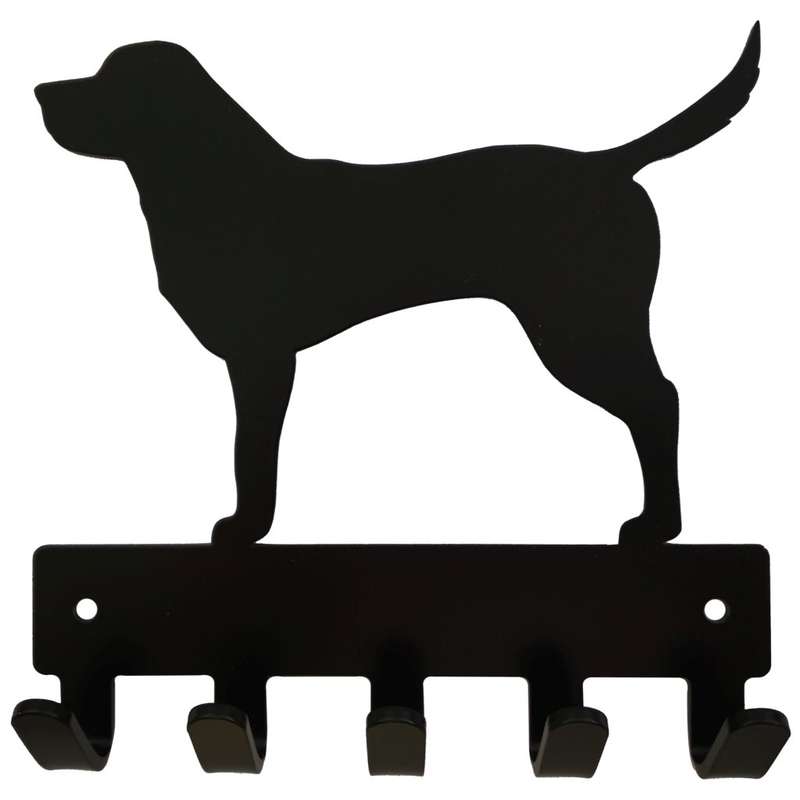 Eboy Steel Labrador Retriever Key Rack or Leash Hanger - 5 Hooks - Black