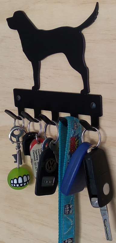Eboy Steel Labrador Retriever Key Rack or Leash Hanger - 5 Hooks - Black
