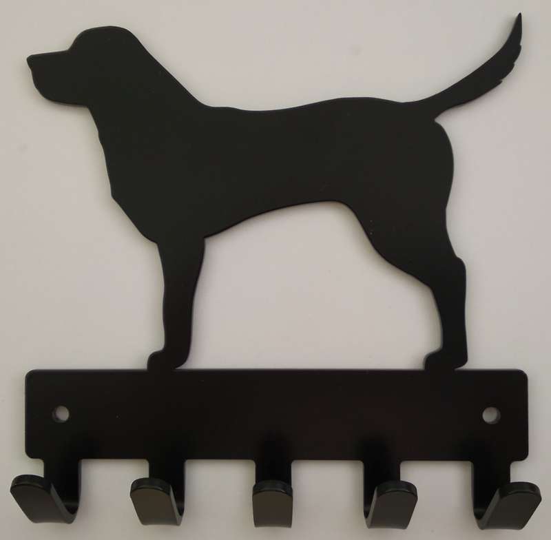 Eboy Steel Labrador Retriever Key Rack or Leash Hanger - 5 Hooks - Black