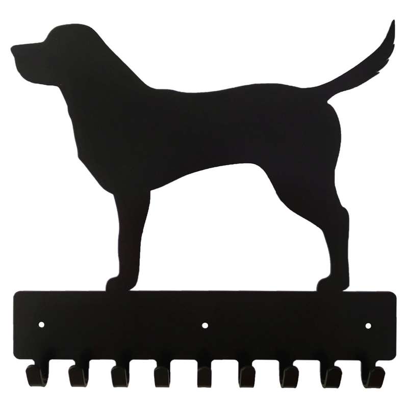 Eboy Steel Labrador Retriever Key Rack or Leash Hanger - 9 Hooks - Black