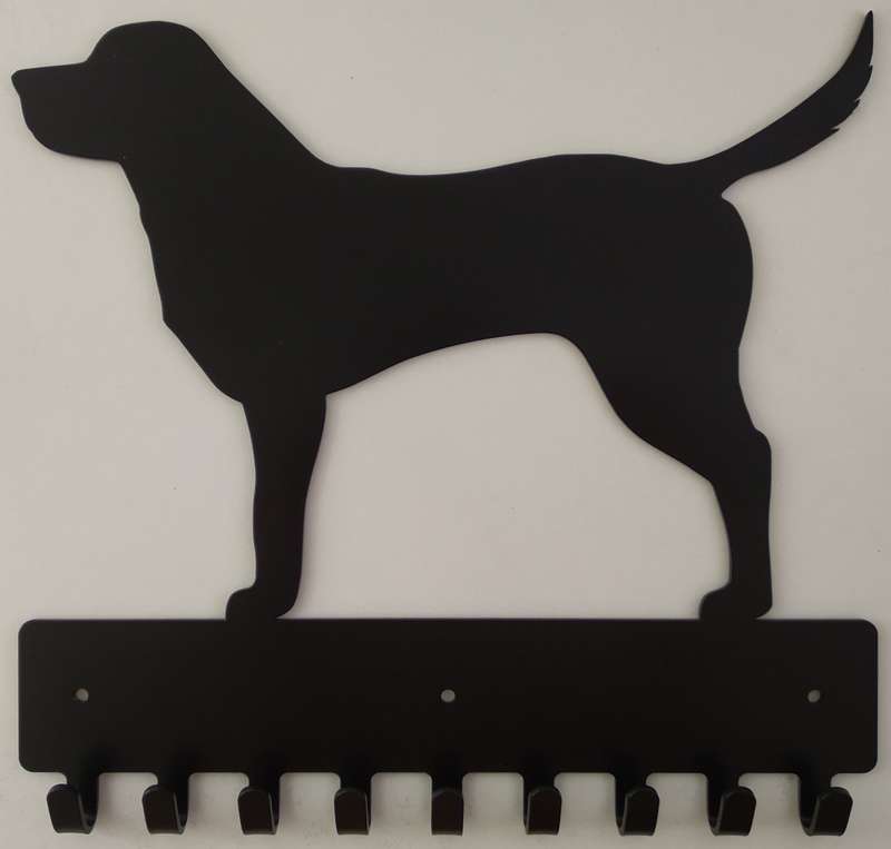 Eboy Steel Labrador Retriever Key Rack or Leash Hanger - 9 Hooks - Black