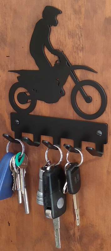 Eboy Steel Motocross Rider Key Rack or Leash Hanger - 5 Hooks - Black