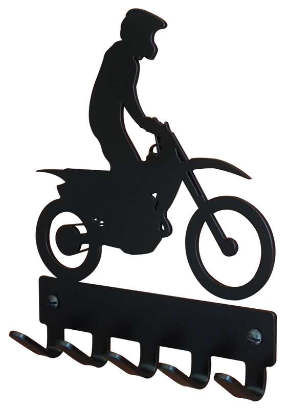 Eboy Steel Motocross Rider Key Rack or Leash Hanger - 5 Hooks - Black