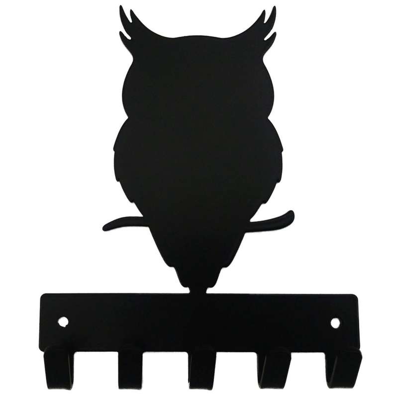 Eboy Steel Owl Key Rack or Leash Hanger - 5 Hooks - Black
