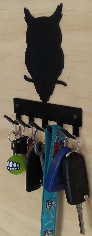 Eboy Steel Owl Key Rack or Leash Hanger - 5 Hooks - Black