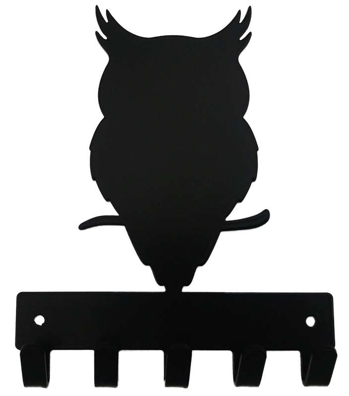 Eboy Steel Owl Key Rack or Leash Hanger - 5 Hooks - Black