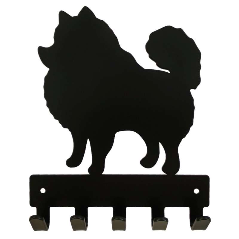 Eboy Steel Pomeranian Key Rack or Leash Hanger - 5 Hooks - Black