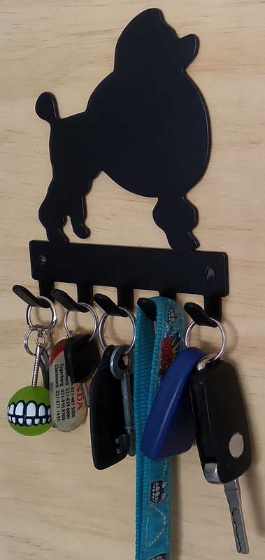 Eboy Steel Poodle Key Rack or Leash Hanger - 5 Hooks - Black
