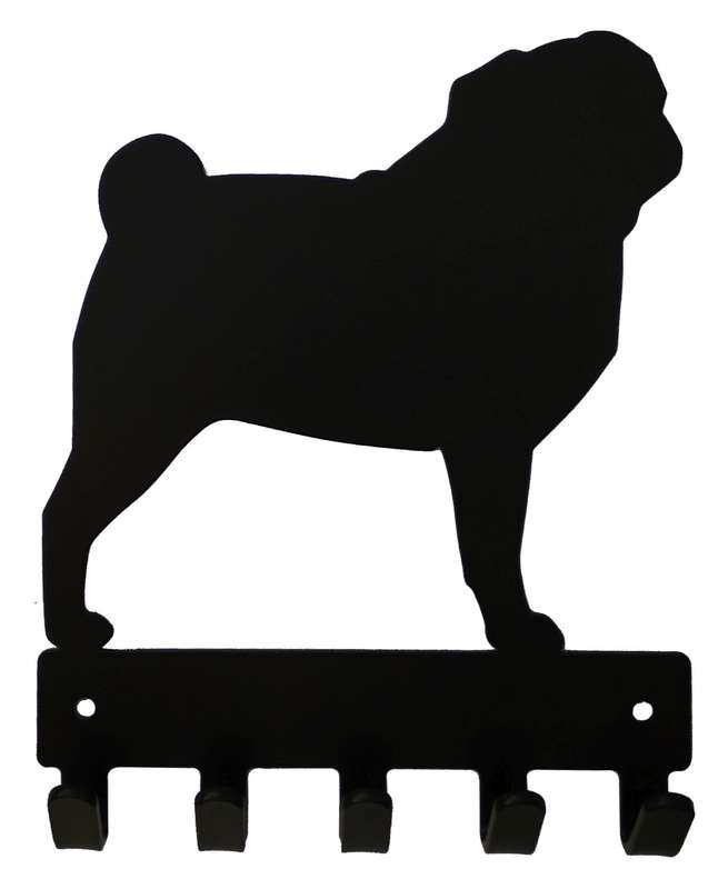 Eboy Steel Pug Key Rack or Leash Hanger - 5 Hooks - Black