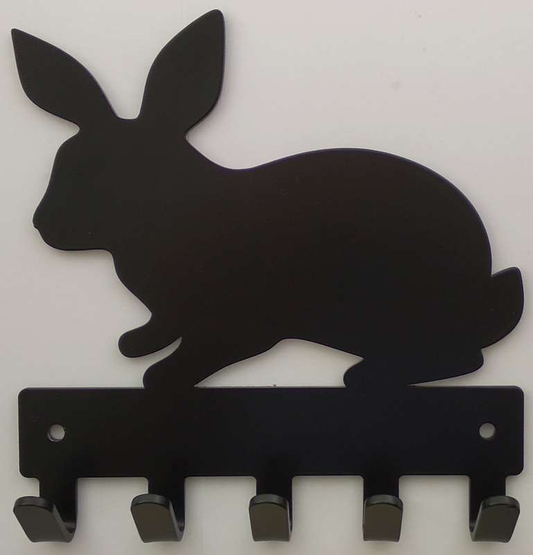 Eboy Steel Rabbit Key Rack or Leash Hanger - 5 Hooks - Black