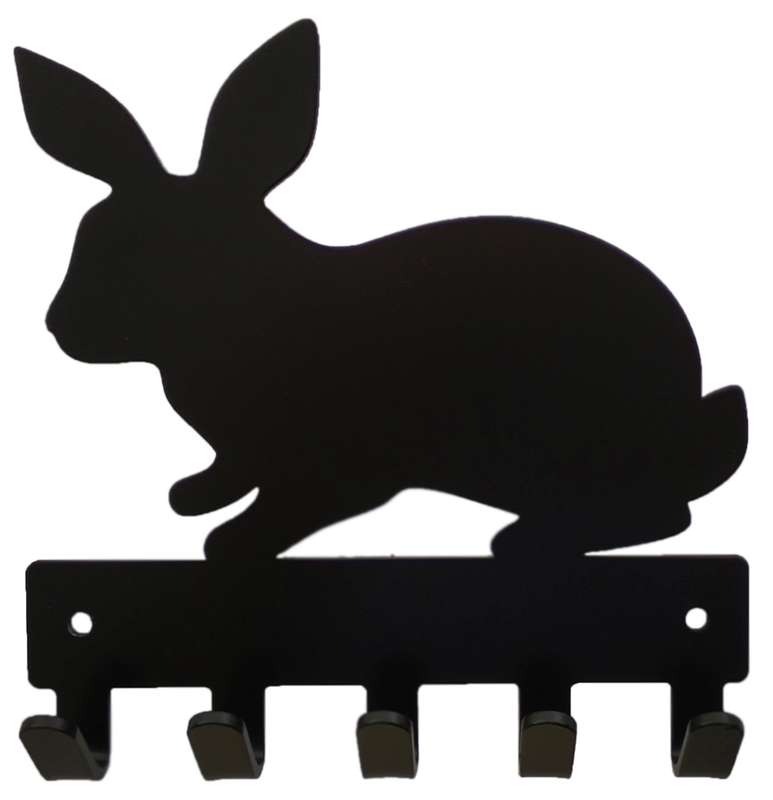 Eboy Steel Rabbit Key Rack or Leash Hanger - 5 Hooks - Black