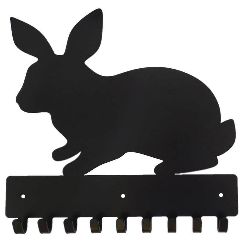 Eboy Steel Rabbit Key Rack or Leash Hanger - 9 Hooks - Black