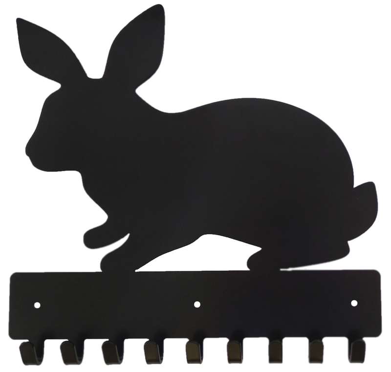 Eboy Steel Rabbit Key Rack or Leash Hanger - 9 Hooks - Black