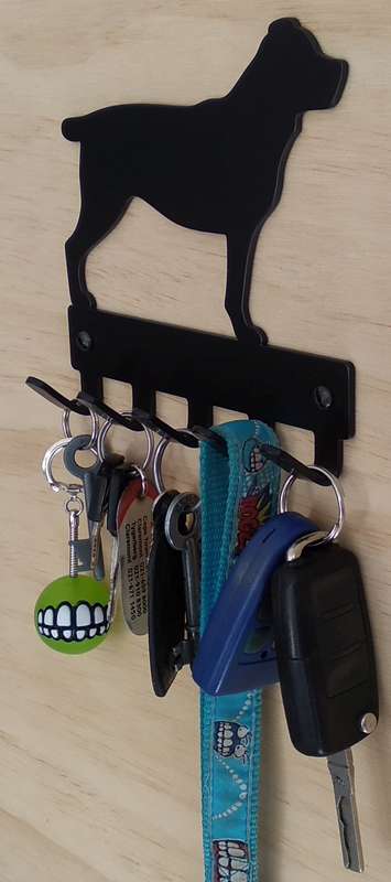 Eboy Steel Rottweiler Key Rack or Leash Hanger - 5 Hooks - Black