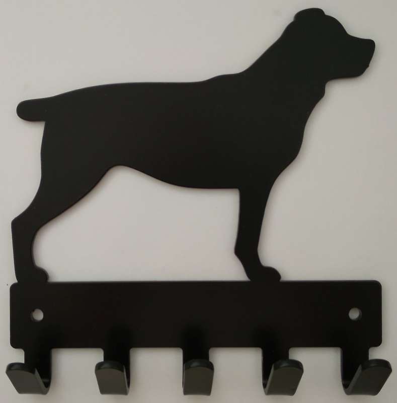 Eboy Steel Rottweiler Key Rack or Leash Hanger - 5 Hooks - Black