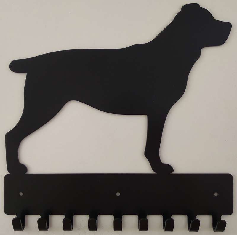 Eboy Steel Rottweiler Key Rack or Leash Hanger - 9 Hooks - Black